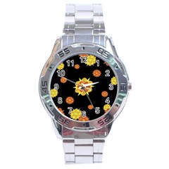 Floral Print Modern Style Pattern  Stainless Steel Watch by dflcprints