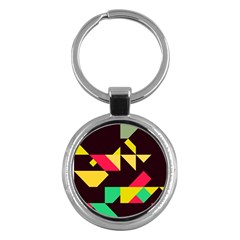 Shapes In Retro Colors 2 Key Chain (round)