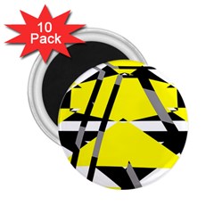 Yellow, Black And White Pieces Abstract Design 2 25  Magnet (10 Pack)