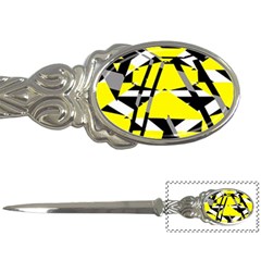 Yellow, Black And White Pieces Abstract Design Letter Opener by LalyLauraFLM