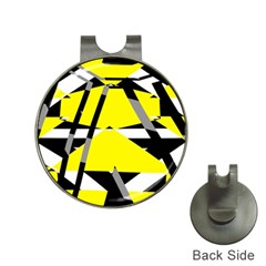 Yellow, Black And White Pieces Abstract Design Golf Ball Marker Hat Clip by LalyLauraFLM