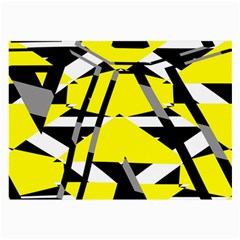 Yellow, Black And White Pieces Abstract Design Glasses Cloth (large, Two Sides) by LalyLauraFLM