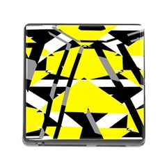 Yellow, Black And White Pieces Abstract Design Memory Card Reader With Storage (square) by LalyLauraFLM