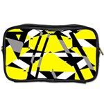 Yellow, black and white pieces abstract design Toiletries Bag (Two Sides) Front