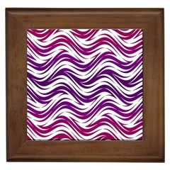 Purple Waves Pattern Framed Tile by LalyLauraFLM