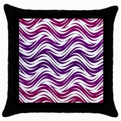 Purple Waves Pattern Throw Pillow Case (black) by LalyLauraFLM