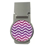 Purple waves pattern Money Clip (Round) Front