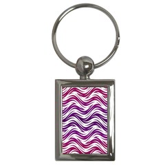 Purple Waves Pattern Key Chain (rectangle) by LalyLauraFLM