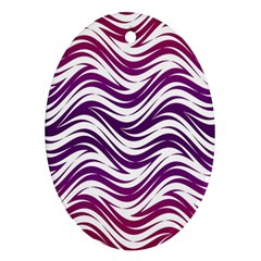 Purple Waves Pattern Oval Ornament (two Sides) by LalyLauraFLM