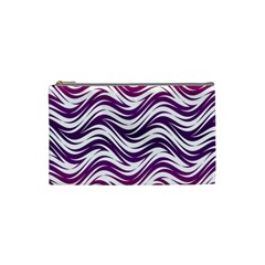 Purple Waves Pattern Cosmetic Bag (small) by LalyLauraFLM