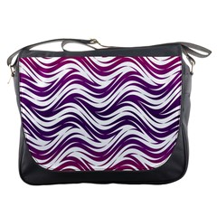 Purple Waves Pattern Messenger Bag by LalyLauraFLM