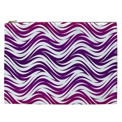 Purple Waves Pattern Cosmetic Bag (xxl) by LalyLauraFLM