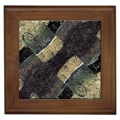 Geometric Abstract Grunge Prints In Cold Tones Framed Ceramic Tile by dflcprints