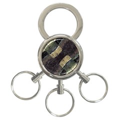 Geometric Abstract Grunge Prints In Cold Tones 3-ring Key Chain