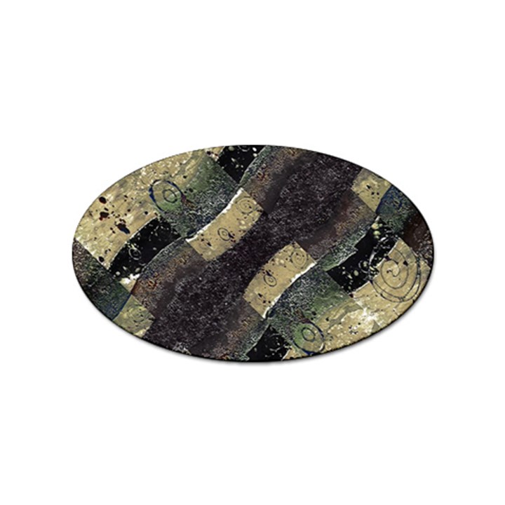 Geometric Abstract Grunge Prints in Cold Tones Sticker (Oval)