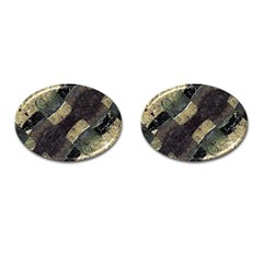 Geometric Abstract Grunge Prints In Cold Tones Cufflinks (oval) by dflcprints