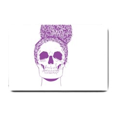 Purple Skull Bun Up Small Door Mat by vividaudacity