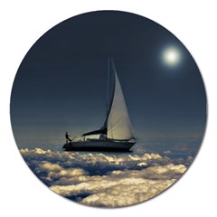 Navigating Trough Clouds Dreamy Collage Photography Magnet 5  (round) by dflcprints