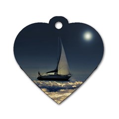 Navigating Trough Clouds Dreamy Collage Photography Dog Tag Heart (two Sided) by dflcprints