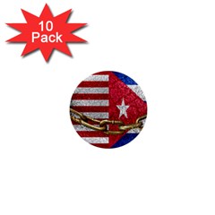 United States and Cuba Flags United Design 1  Mini Button (10 pack)