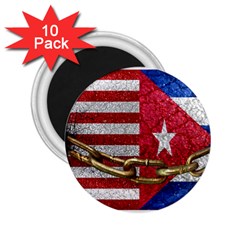 United States and Cuba Flags United Design 2.25  Button Magnet (10 pack)