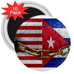 United States and Cuba Flags United Design 3  Button Magnet (10 pack)