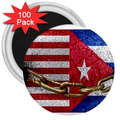 United States and Cuba Flags United Design 3  Button Magnet (100 pack)