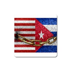 United States and Cuba Flags United Design Magnet (Square)