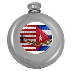 United States And Cuba Flags United Design Hip Flask (round)