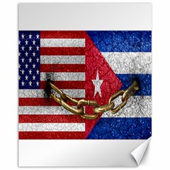 United States and Cuba Flags United Design Canvas 11  x 14  (Unframed)