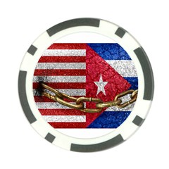 United States and Cuba Flags United Design Poker Chip
