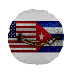 United States and Cuba Flags United Design 15  Premium Flano Round Cushion 