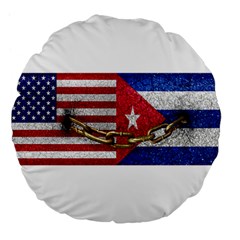 United States and Cuba Flags United Design 18  Premium Flano Round Cushion 