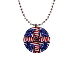 Modern Usa Flag Pattern Button Necklace