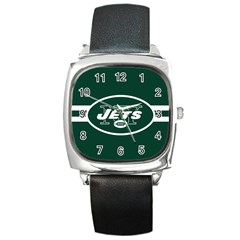 New York Jets National Football League Nfl Teams Afc Square Leather Watch