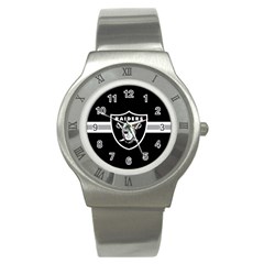 Oakland Raiders National Football League Nfl Teams Afc Stainless Steel Watch (slim) by SportMart