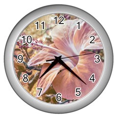 Fantasy Colors Hibiscus Flower Digital Photography Wall Clock (silver) by dflcprints