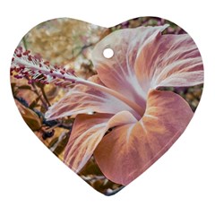 Fantasy Colors Hibiscus Flower Digital Photography Heart Ornament (two Sides) by dflcprints