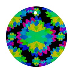 Multicolored Floral Print Geometric Modern Pattern Round Ornament by dflcprints