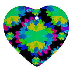 Multicolored Floral Print Geometric Modern Pattern Heart Ornament by dflcprints