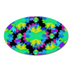 Multicolored Floral Print Geometric Modern Pattern Magnet (oval) by dflcprints