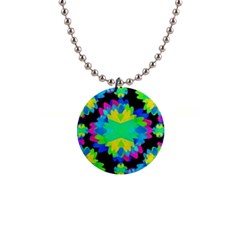 Multicolored Floral Print Geometric Modern Pattern Button Necklace by dflcprints