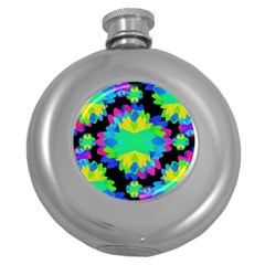 Multicolored Floral Print Geometric Modern Pattern Hip Flask (round) by dflcprints