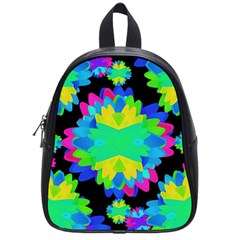 Multicolored Floral Print Geometric Modern Pattern School Bag (small) by dflcprints