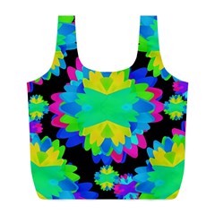 Multicolored Floral Print Geometric Modern Pattern Reusable Bag (l) by dflcprints