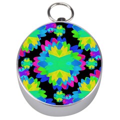 Multicolored Floral Print Geometric Modern Pattern Silver Compass by dflcprints
