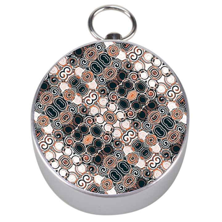 Modern Arabesque Pattern Print Silver Compass