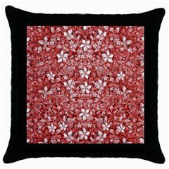 Flowers Pattern Collage In Coral An White Colors Black Throw Pillow Case by dflcprints