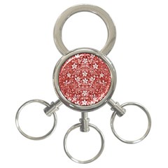 Flowers Pattern Collage In Coral An White Colors 3-ring Key Chain by dflcprints