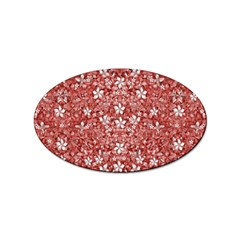 Flowers Pattern Collage In Coral An White Colors Sticker (oval) by dflcprints